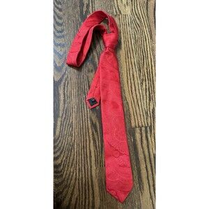 Vintage Pronto Uomo Solid Red Tie 100% Silk Paisley Red Men's Necktie EUC